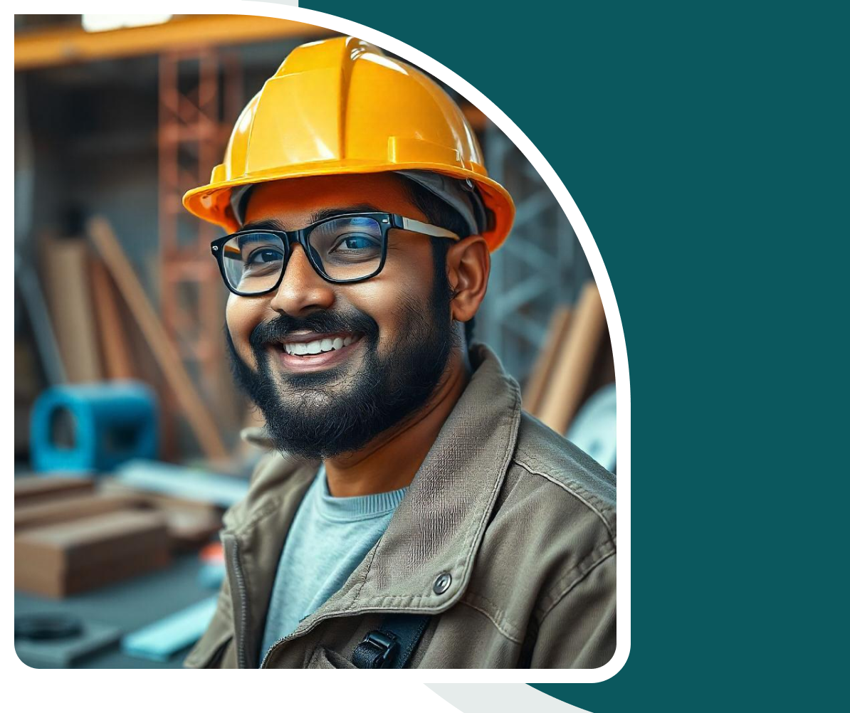 Happy Worker with Safety Helmet
